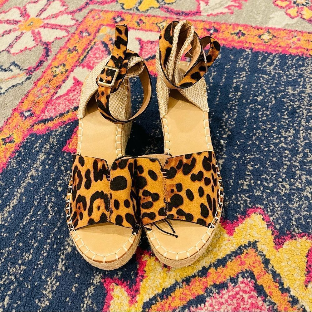 EUC Catherine Malandrino Leopard Print Espadrille Wedges 8